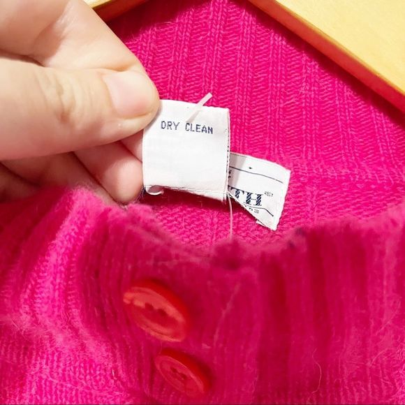 M Vintage Lambswool Angora Blend Hot Pink Sweater Deadstock - Picture 10 of 11